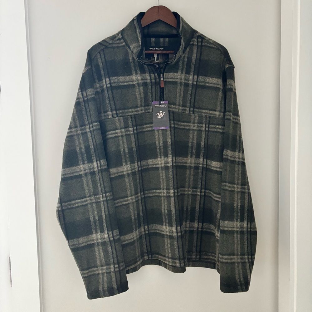 Old Money Outdoors Plaid Fleece Quarter Zip Pullover Size XXL- Shacket Gorpcore